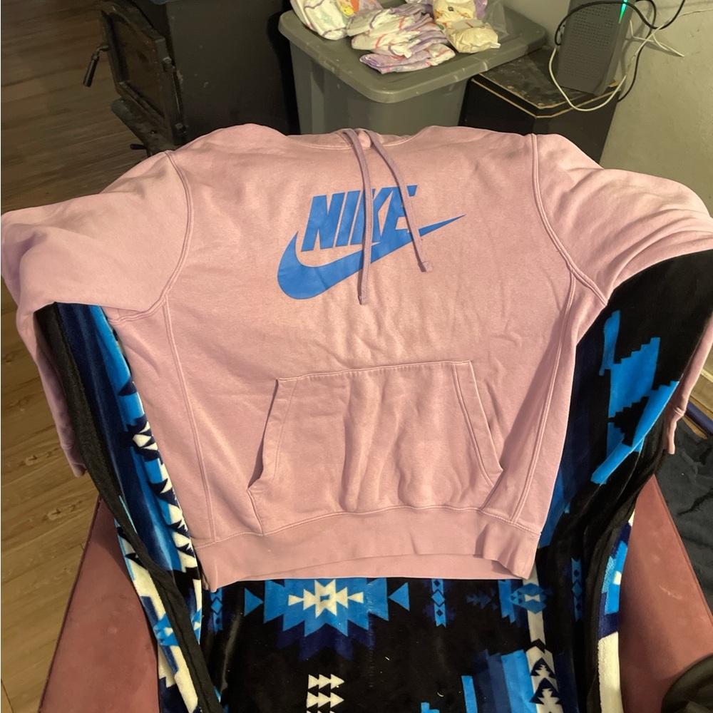 Nike Light Pink Hoodie with Blue Accents